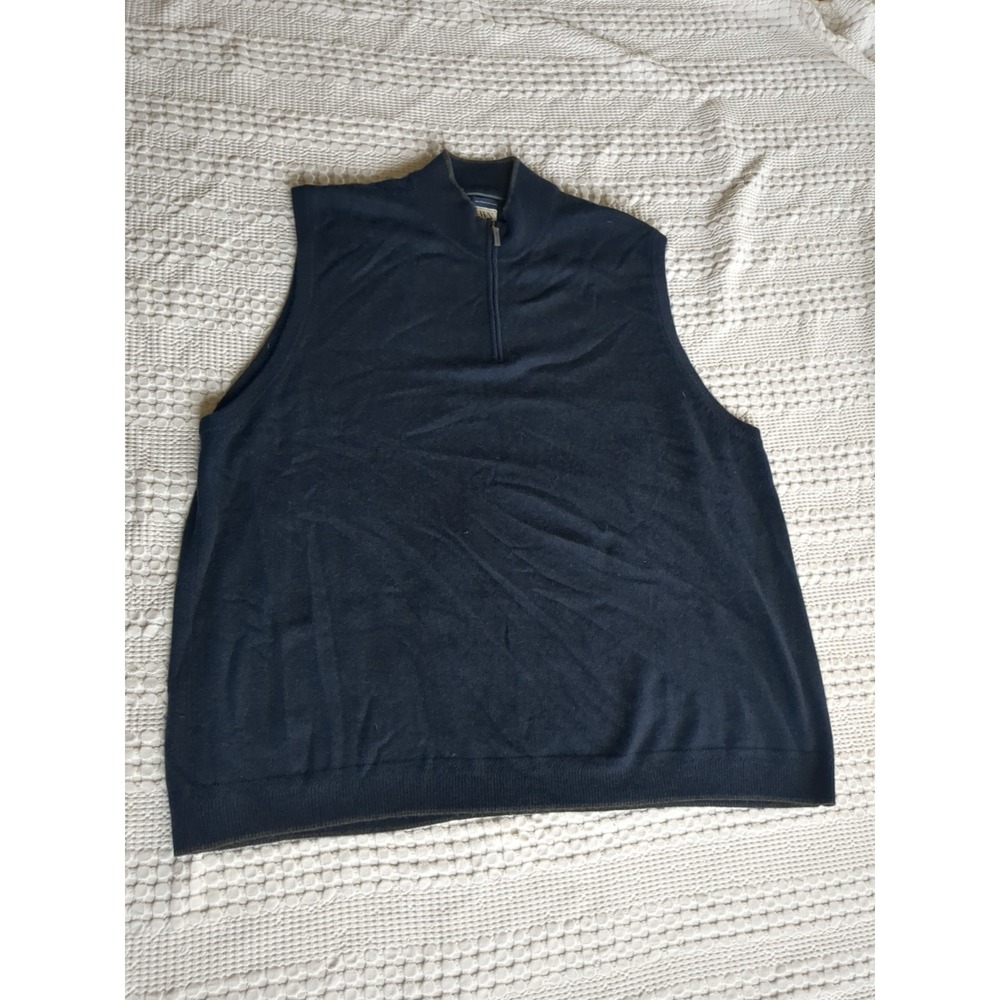 JWN John W‎ Nordstrom Italian Cashmere Vest 1/4 Zip Mock Neck Sz XXL Blue